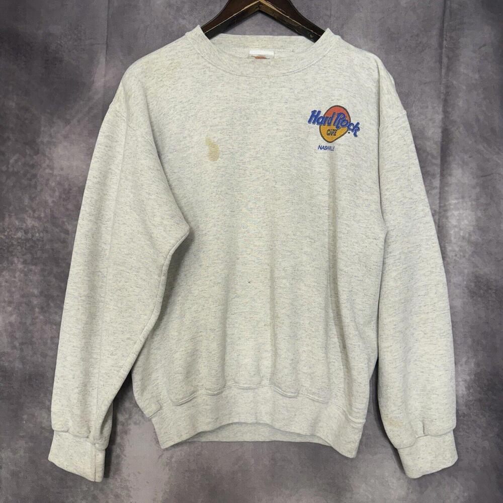 Vintage Hard Rock Cafe Sweatshirt‎ Men's Medium Gray Nashville Long Sleeve